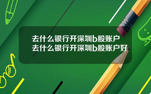 去什么银行开深圳b股账户去什么银行开深圳b股账户好