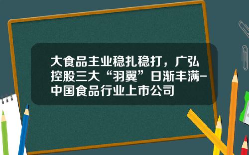 大食品主业稳扎稳打，广弘控股三大“羽翼”日渐丰满-中国食品行业上市公司