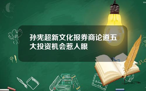 孙宪超新文化报券商论道五大投资机会惹人眼