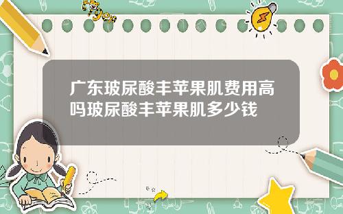 广东玻尿酸丰苹果肌费用高吗玻尿酸丰苹果肌多少钱