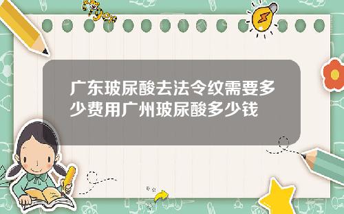 广东玻尿酸去法令纹需要多少费用广州玻尿酸多少钱