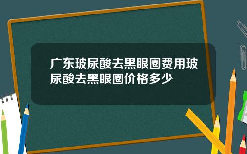 广东玻尿酸去黑眼圈费用玻尿酸去黑眼圈价格多少