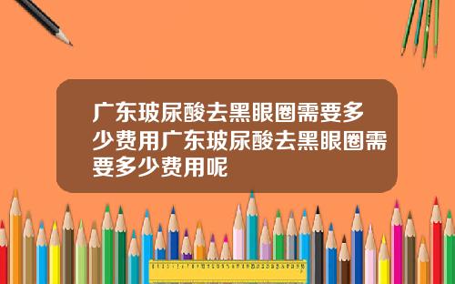 广东玻尿酸去黑眼圈需要多少费用广东玻尿酸去黑眼圈需要多少费用呢