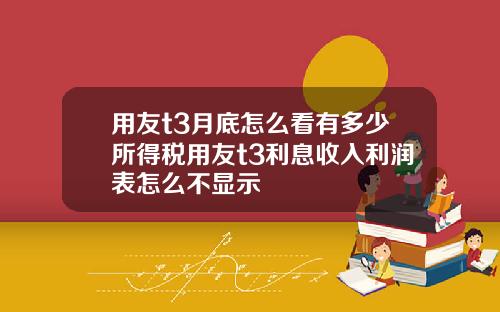 用友t3月底怎么看有多少所得税用友t3利息收入利润表怎么不显示