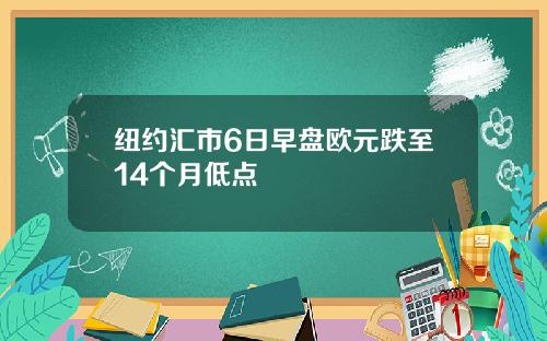 纽约汇市6日早盘欧元跌至14个月低点