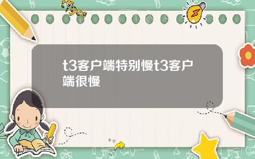 t3客户端特别慢t3客户端很慢