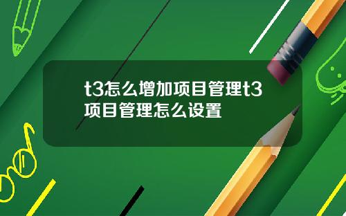 t3怎么增加项目管理t3项目管理怎么设置
