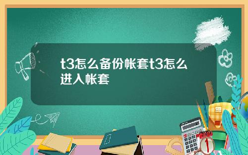 t3怎么备份帐套t3怎么进入帐套