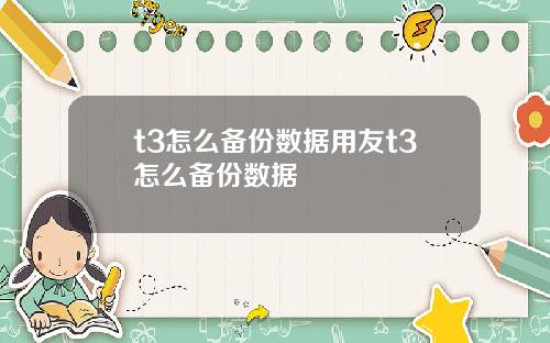 t3怎么备份数据用友t3怎么备份数据