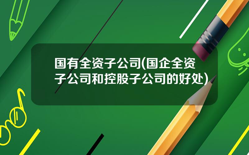 国有全资子公司(国企全资子公司和控股子公司的好处)