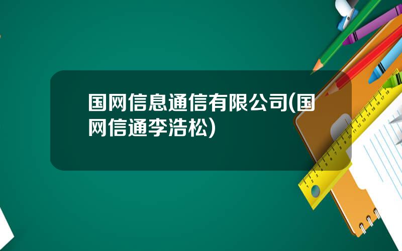 国网信息通信有限公司(国网信通李浩松)