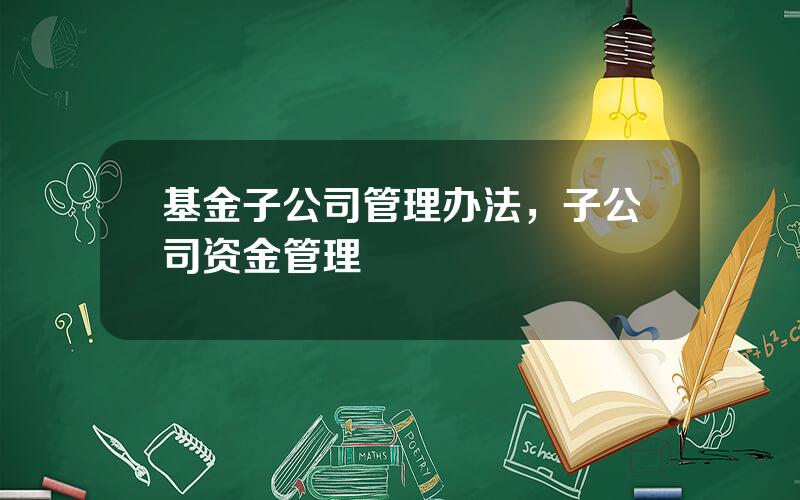 基金子公司管理办法，子公司资金管理