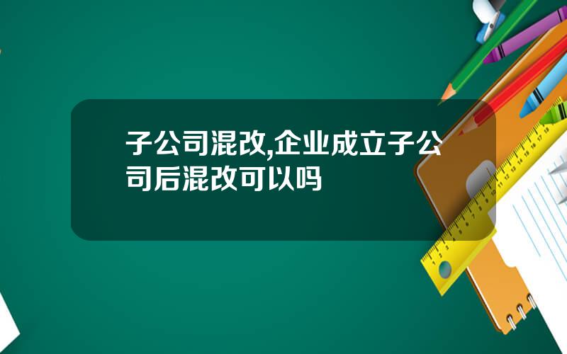 子公司混改,企业成立子公司后混改可以吗