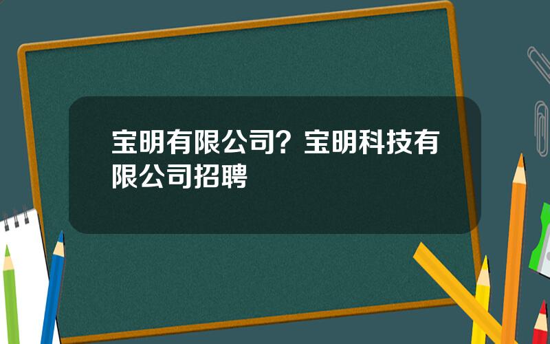 宝明有限公司？宝明科技有限公司招聘
