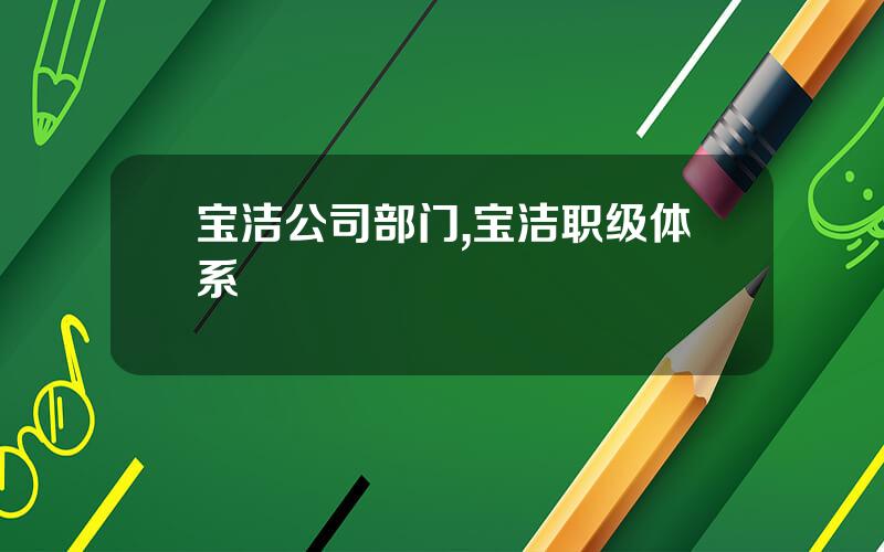 宝洁公司部门,宝洁职级体系