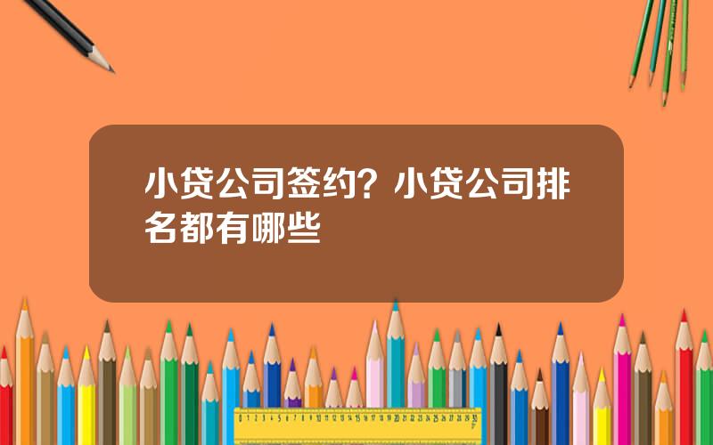 小贷公司签约？小贷公司排名都有哪些