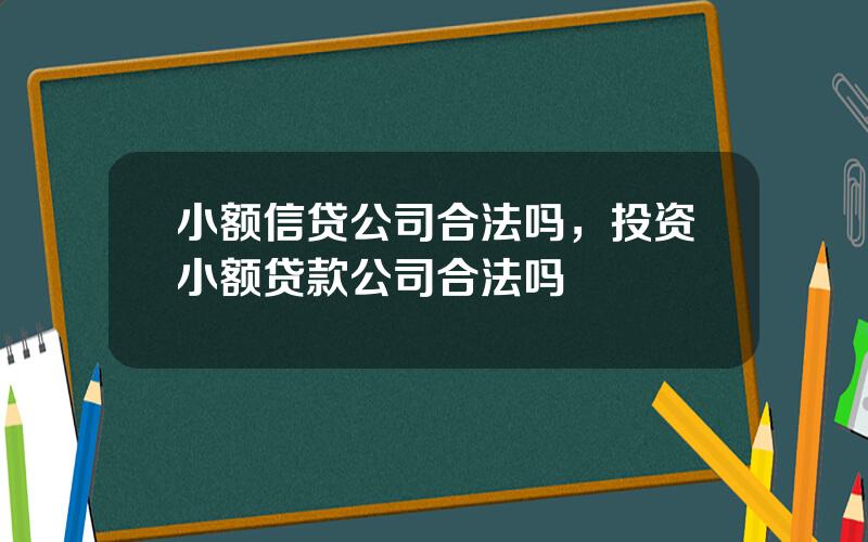 小额信贷公司合法吗，投资小额贷款公司合法吗