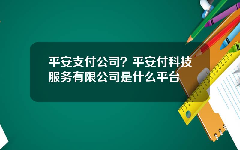 平安支付公司？平安付科技服务有限公司是什么平台