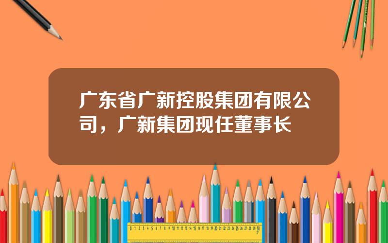 广东省广新控股集团有限公司，广新集团现任董事长