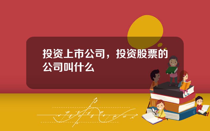 投资上市公司，投资股票的公司叫什么