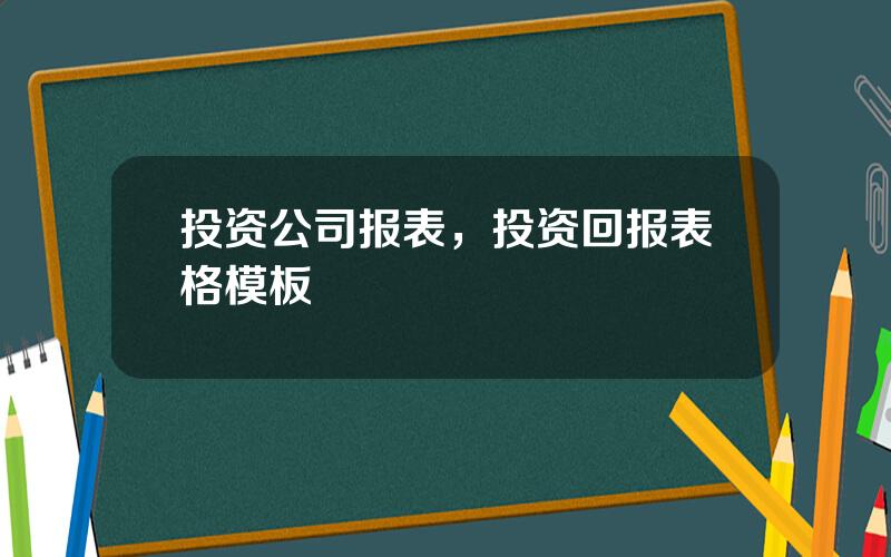投资公司报表，投资回报表格模板
